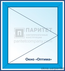 Одностворчатое левое поворотное – глухое окно Оптима